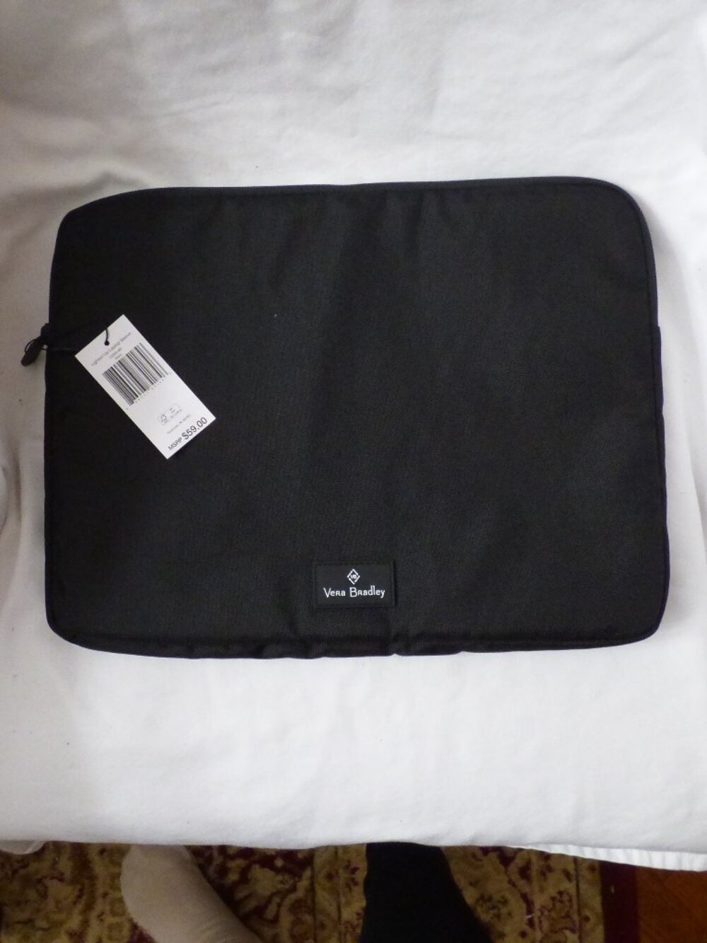 Vera Bradley Lighten Up Laptop Sleeve Black Padded NWT
